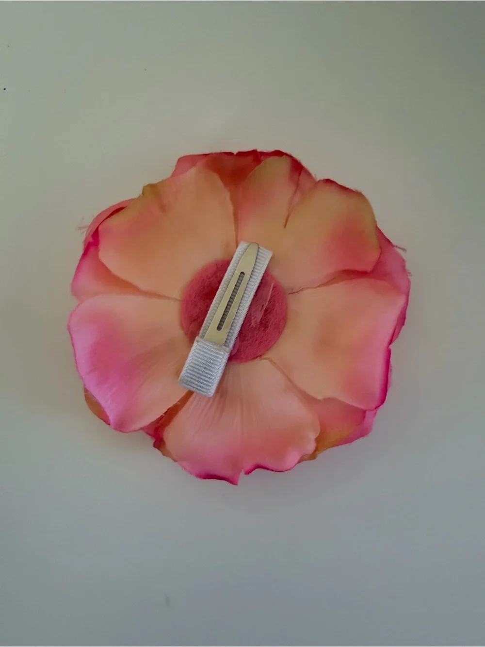 Pink Flower Hair Clip Pearl Rhinestone Center Large Floral Hair Accessory